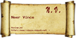 Neer Vince névjegykártya